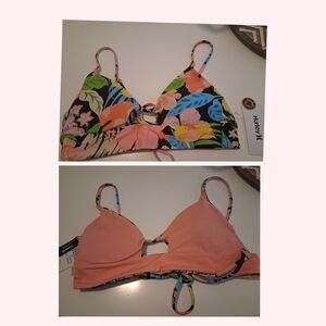 Hurley Reversible Multicolor Floral Sunset Bikini Top